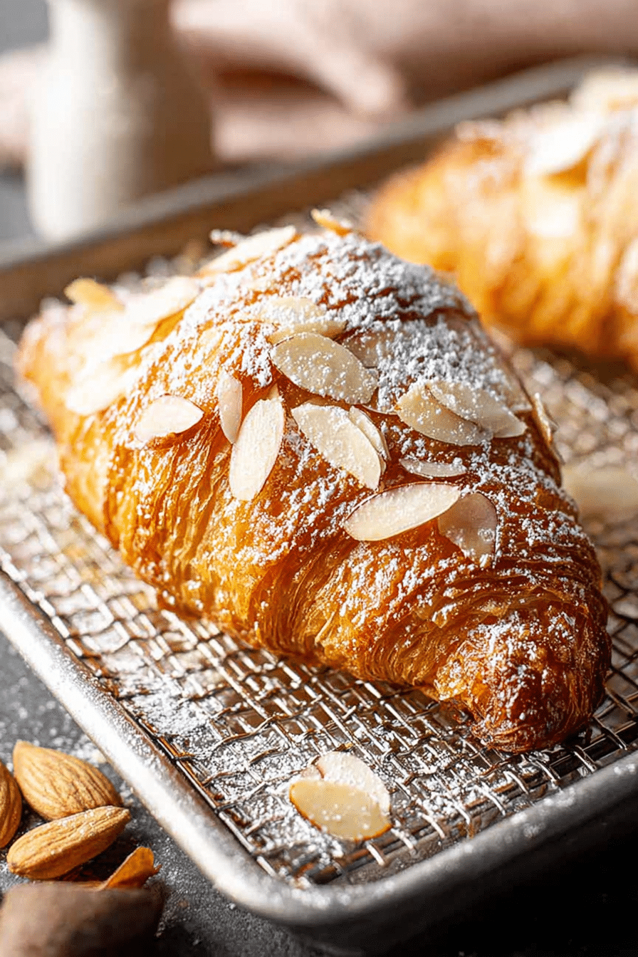 Warm almond croissant with creamy almond filling