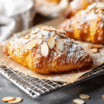 Ingredients for almond croissants laid out flat