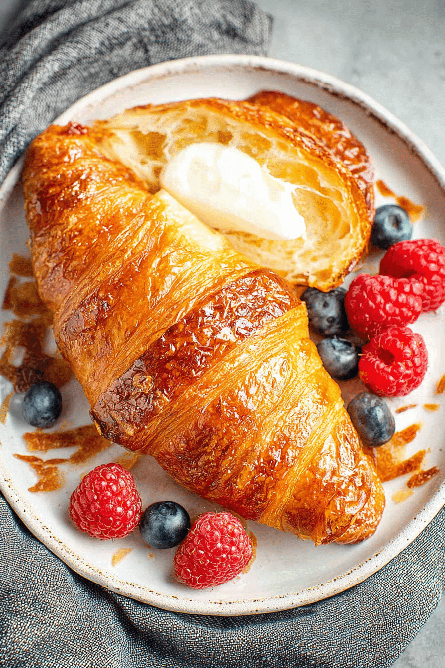 Breakfast croissant sandwich with blueberry, and cheese
