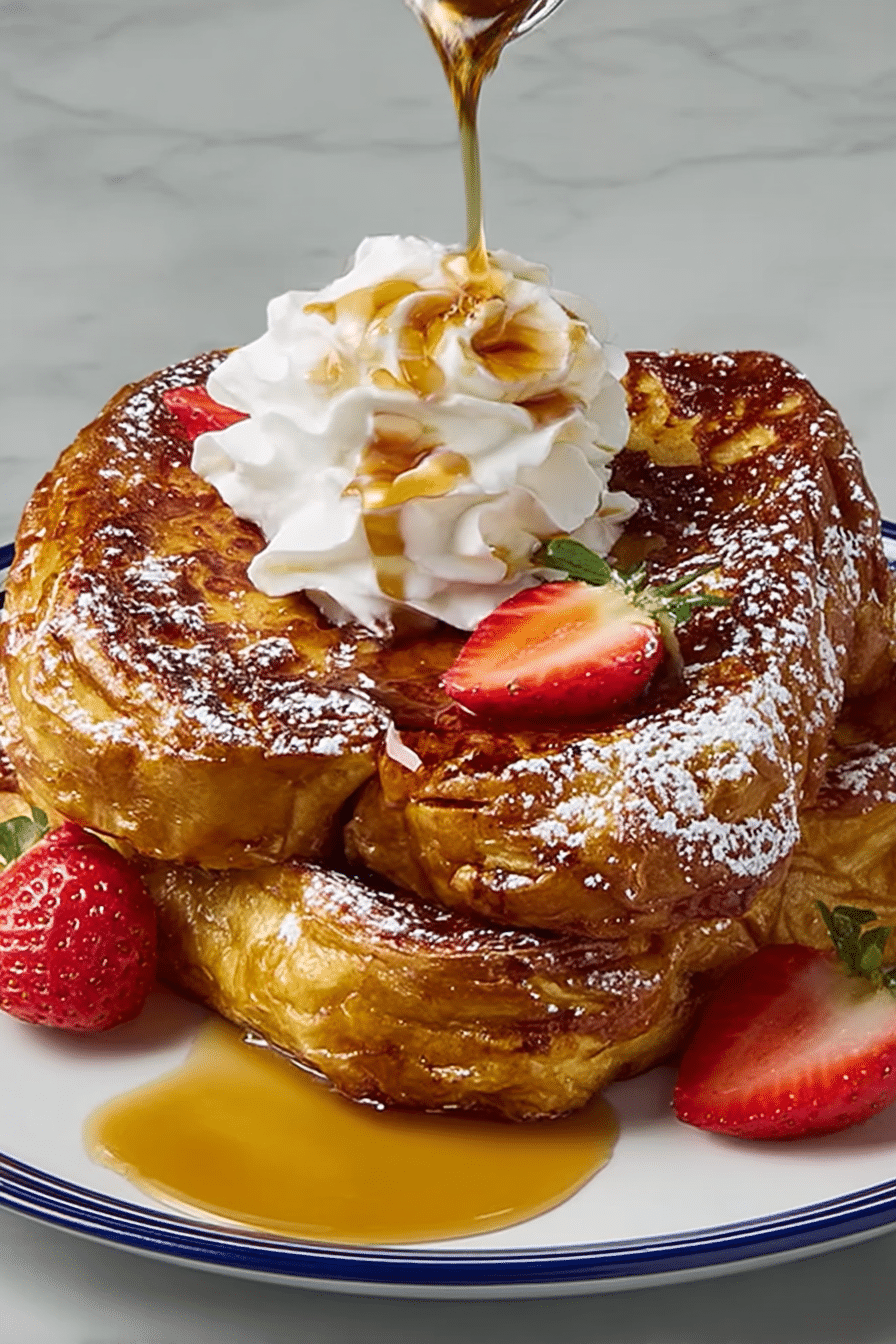 croissant toast sandwich with cream and strawberry