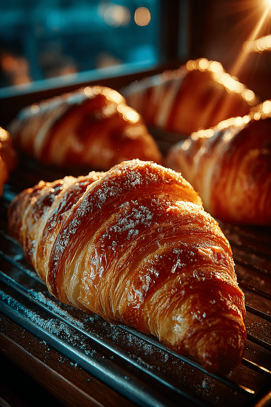 How do you pronounce croissant: Fresh croissants in a French bakery